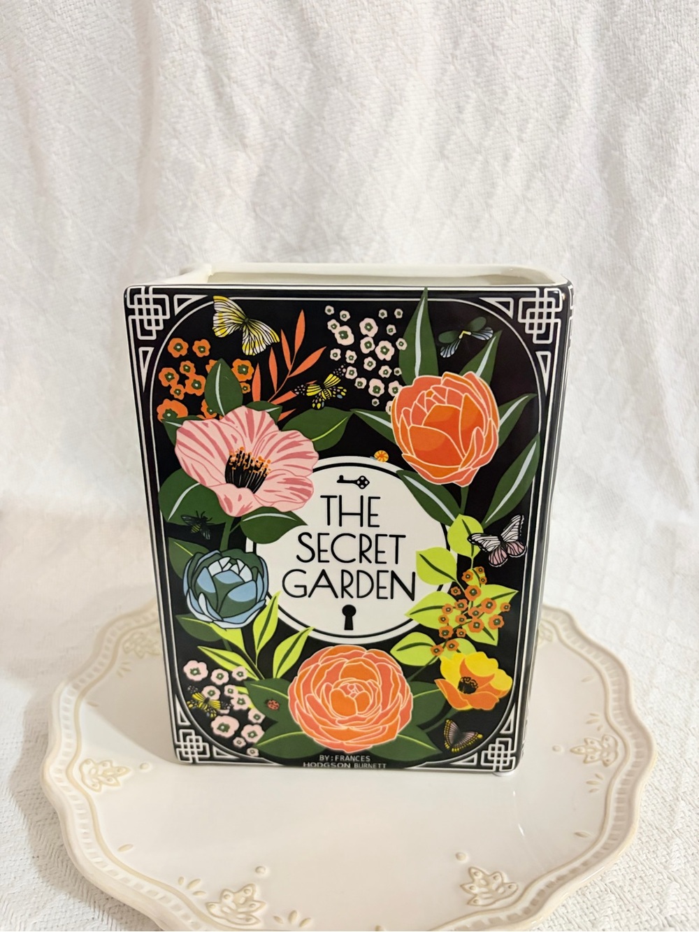 The Secret Garden By Frances Hodgson Burnett Ceramic Book Flower Vase